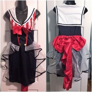 Nautical Themed Dress with Red and White Accents